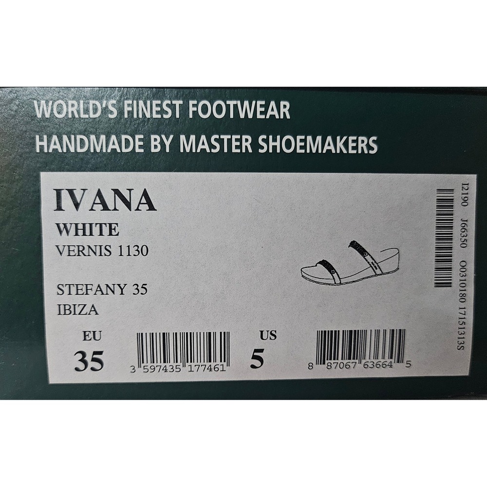 Mephisto Ivana Sandals Women 5 White Rhinestone Patent Leather Wedge Slides NEW - Picture 9 of 10